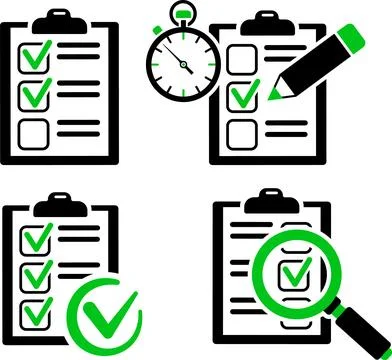 Set Education Test, Checklist Ilustração Stock