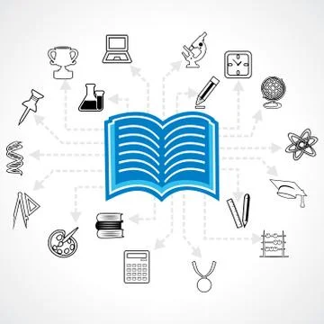 Set of educational icon around book-vector illustration Stock Illustration