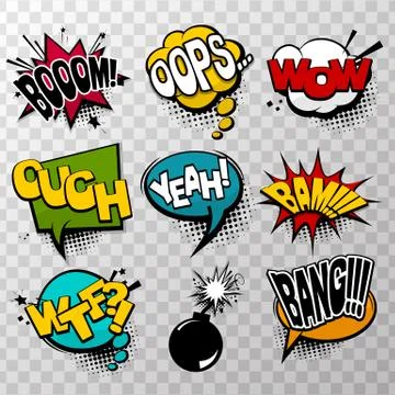 Set effects comic speech bubbles Stock Illustration