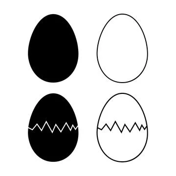 Set of Egg icon with shadow, shell easter symbol, healthy nature food, vector イラスト素材