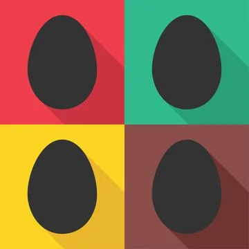 Set of Egg icon with shadow, shell easter symbol, healthy nature food, vector Stock Illustration