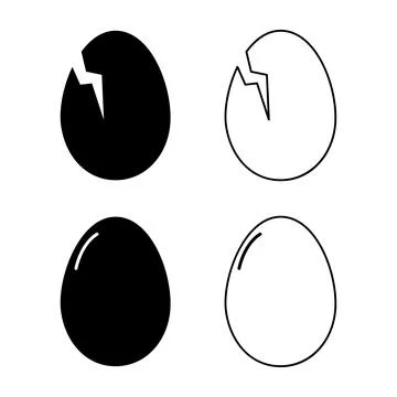 Set of Egg icon with shadow, shell easter symbol, healthy nature food, vector Illustrazione stock