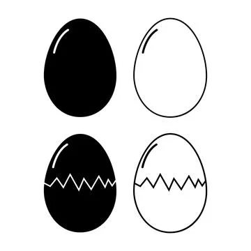 Set of Egg icon with shadow, shell easter symbol, healthy nature food, vector Stock Illustration