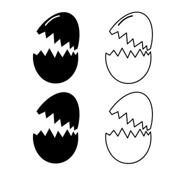 Set of Egg icon with shadow, shell easter symbol, healthy nature food, vector イラスト素材