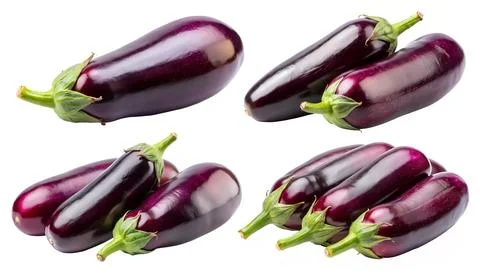 A set of eggplants on a white background. Stock-Fotos