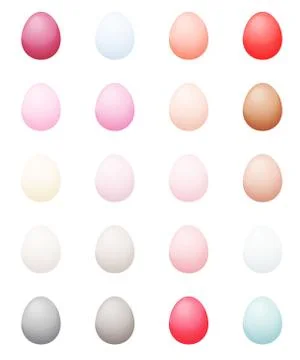A set of eggs of different colors Stock Illustration
