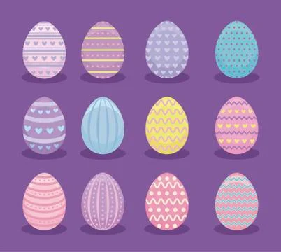 Set of eggs for happy easter day Illustrazione stock