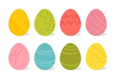 A set of eggs for a happy Easter with patterns. Vector illustration in a flat Illustrazione stock