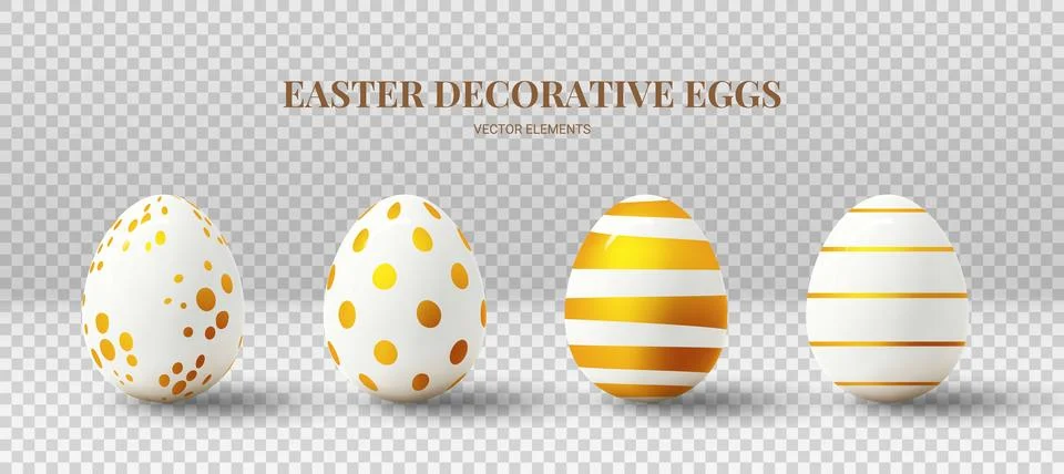 Set of eggs isolated on checkered background Stock Illustration