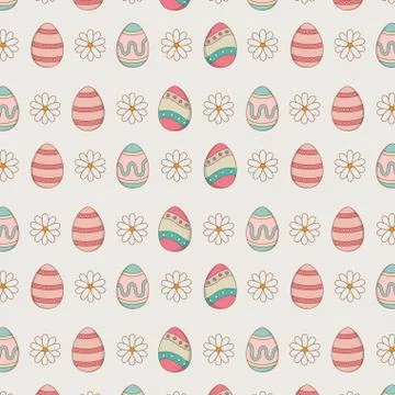 Set of eggs painted easter pattern background 스톡 일러스트