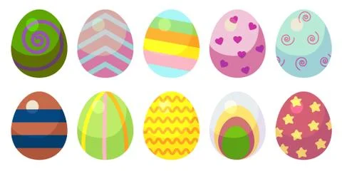 A set of eggs with patterns. Ten eggs with different patterns of different Stock Illustration