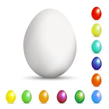 Set of eggs in a realistic style with a shadow of different colors for Easter Stock Illustration
