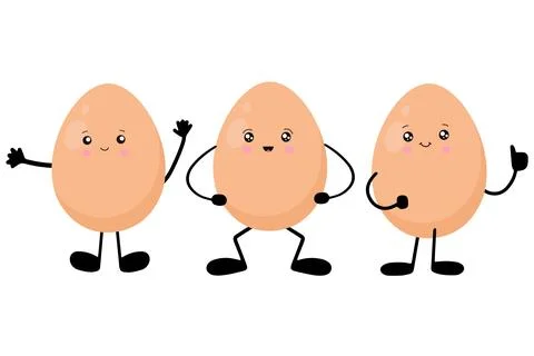 A set of eggs in the style of kawaii. Vector illustration isolated on a white Stock Illustration