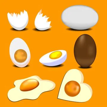 Set of eggs on a yellow background. Stock Illustration