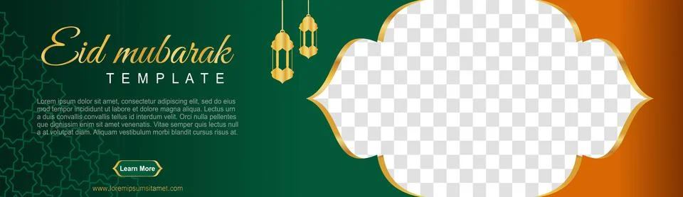 Set of eid mubarak square banner template design with a place for photos. Sui Stock Illustration