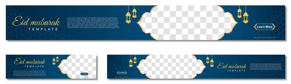 Set of eid mubarak square banner template design with a place for photos. Sui Stock Illustration