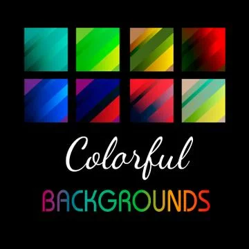 Set of eight colorful backgrounds with gradient lines Stock Illustration