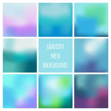 Set of eight colorful gradient mesh backgrounds Illustrazione stock