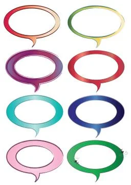 Set of eight dialogue boxes vector - speech bubbles in multiple colors Stock Illustration