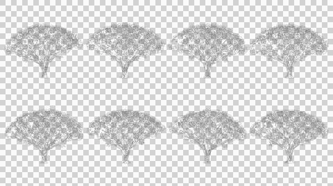 Set of eight hand drawn sketch trees isolated on white background for archi.. Illustration