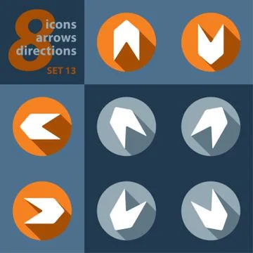 Set of eight icons - with arrows Stock Illustration