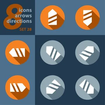 Set of eight icons, with arrows Stock Illustration