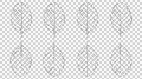 Set of eight isolated black leaf silhouettes with detailed veins on white b.. Stock Illustration