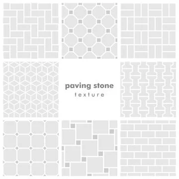 Set of eight paving stone seamless patterns Stock Illustration