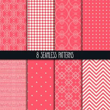 Set of eight pink patterns Stock Illustration