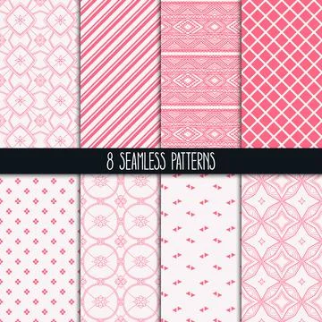Set of eight pink patterns Ilustración de archivo