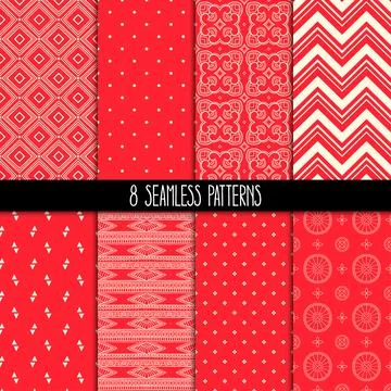 Set of eight pink patterns 库存插图