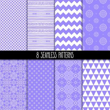 Set of eight purple patterns Stock-Illustration