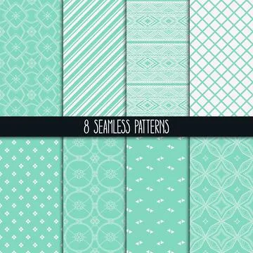 Set of eight turquoise patterns Stock Illustration