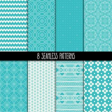 Set of eight turquoise patterns Stock-Illustration