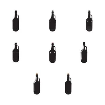 Set of eight vector beer bottle icons Stock Illustration