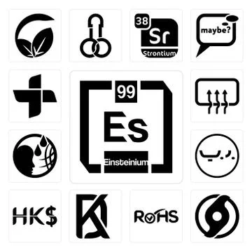 Set of einsteinium, official hurricane, rohs, kd, hong kong dollar, bahrain c Free Stock Illustration