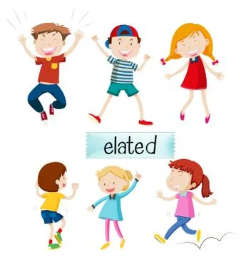 Set of elated kids Stock Illustration