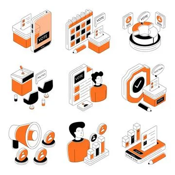 Set of Election Isometric Illustrations Stock Illustration