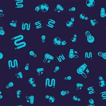 Set Electric cable, Creative lamp light idea, Global energy planet with plug and 스톡 일러스트