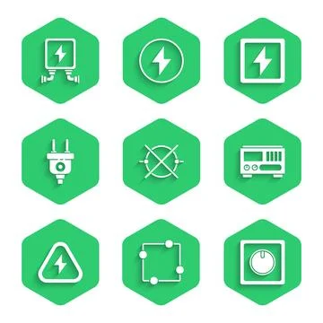 Set Electric circuit scheme, light switch, Electrical measuring instruments.. Ilustração Stock