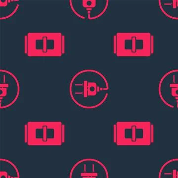 Set Electric light switch and Electric plug on seamless pattern. Vector Illustrazione stock