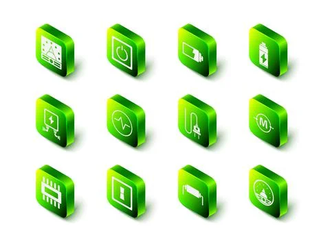 Set Electric light switch, Battery charge level indicator, circuit scheme Stock Illustration