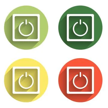 Set Electric light switch icon isolated with long shadow background. On and.. Stock Illustration