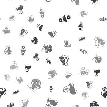 Set Electric motor, car, Charging at home and  on seamless pattern. Vector Stock Illustration
