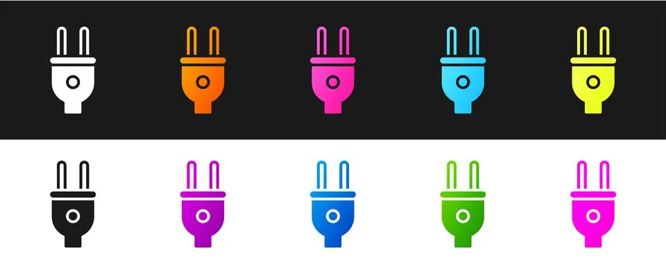 Set Electric plug icon isolated on black and white background. Concept of Stockillustratie