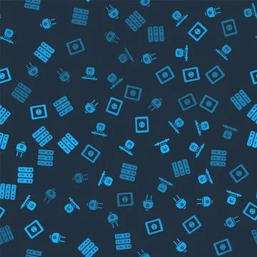 Set Electric plug, Smart sensor, Electrical outlet and Server, Data, Web Host Stock Illustration