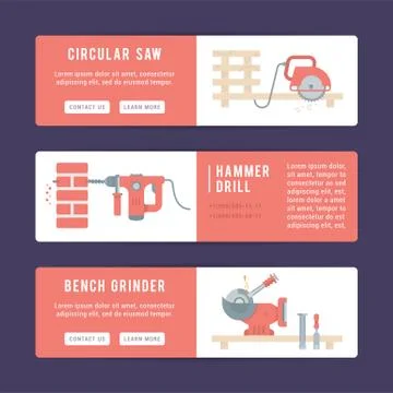 Set of Electric Power Tools Cards. Free Stock Illustration