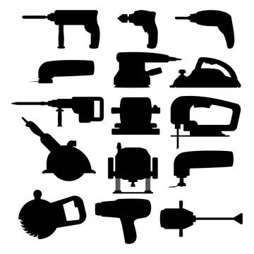 Set of electric power tools. Vector illustration. Stock Illustration