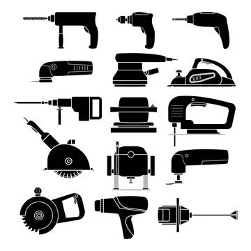 Set of electric power tools. Vector illustration.  Stock Illustration
