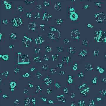 Set Electric saving plug in leaf, Light bulb with, Plant recycling garbage .. Stock Illustration